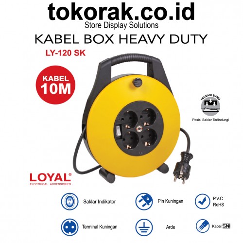 KABEL ROLL HEAVY DUTY SK 10M LY-120 COLOKAN BOX LOYAL 