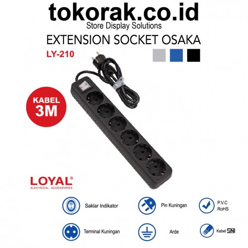 STOP KONTAK OSAKA 6LB 3MTR LY- 210 COLOKAN LOYAL EXTENTION SOCKET