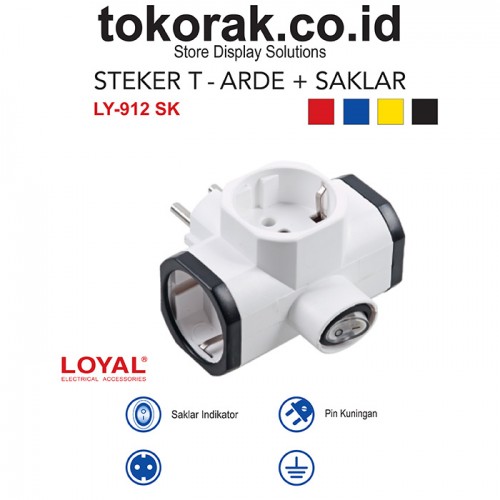 STEKER T + ARDE SAKLAR LY - 912 SK COLOKAN 3 LUBANG STOP KONTAK LOYAL